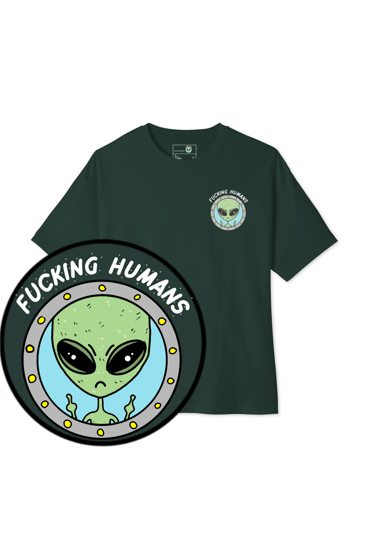 🛸🖕 Fucking Humans Tee (Unisex - Darks)