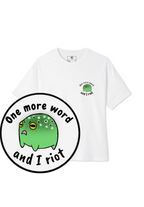 Riot Frog tee in light colors – angry frog, 'One More Word and I Riot' | Ribbit Republic (photo 5 of 12)
