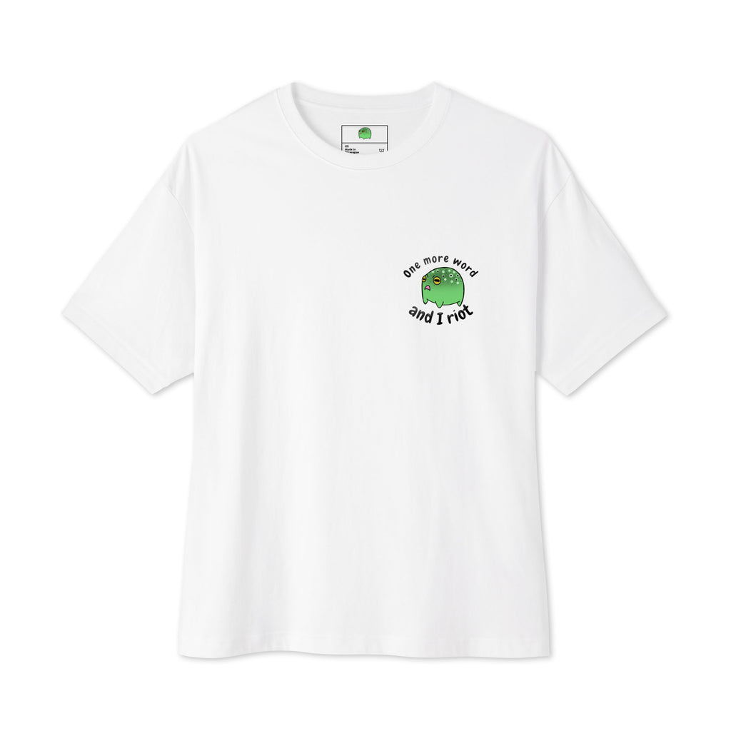 Riot Frog tee in light colors – angry frog, 'One More Word and I Riot' | Ribbit Republic (photo 6 of 12)
